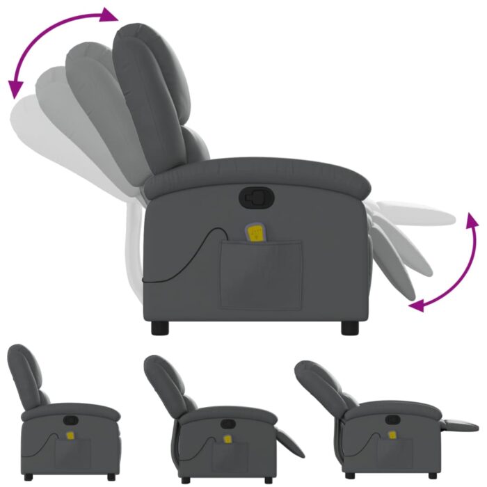 Fauteuil de massage inclinable Gris Similicuir – Image 5
