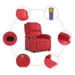 Fauteuil de massage inclinable rouge similicuir – Image 6