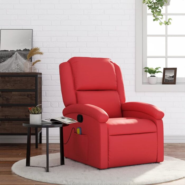 Fauteuil de massage inclinable rouge similicuir – Image 1