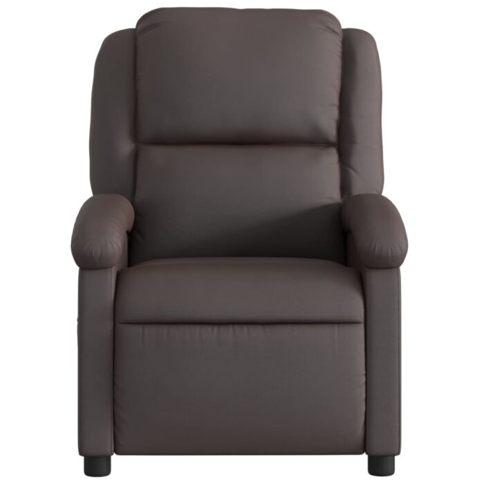 Fauteuil inclinable marron foncé cuir véritable – Image 4