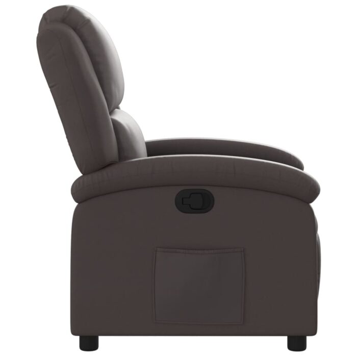 Fauteuil inclinable marron foncé cuir véritable – Image 5