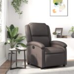 Fauteuil inclinable marron foncé cuir véritable