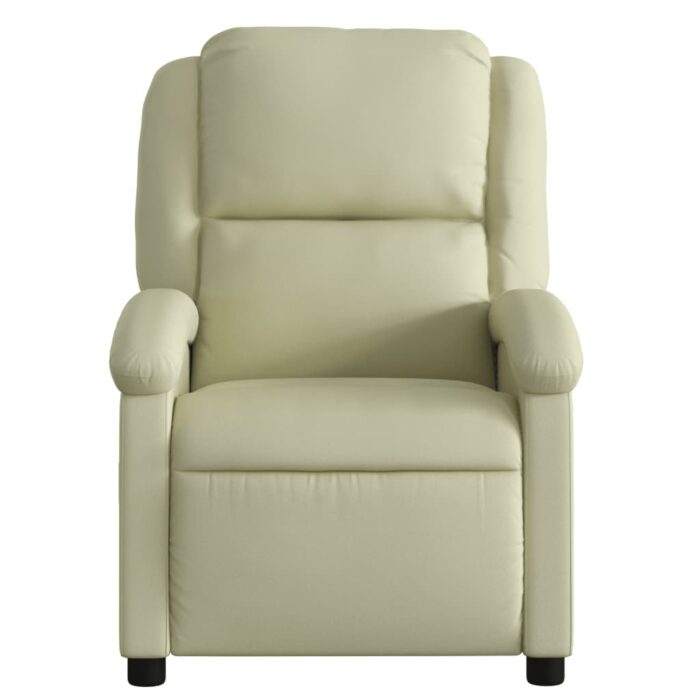 Fauteuil inclinable crème cuir véritable – Image 4