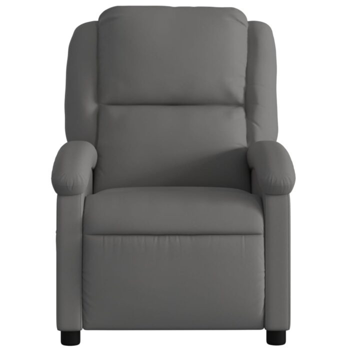 Fauteuil inclinable gris cuir véritable – Image 4