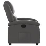 Fauteuil inclinable gris cuir véritable – Image 5