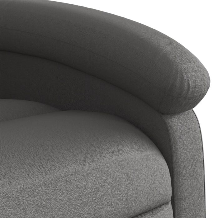 Fauteuil inclinable gris cuir véritable – Image 6