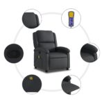 Fauteuil de massage inclinable noir cuir véritable – Image 4