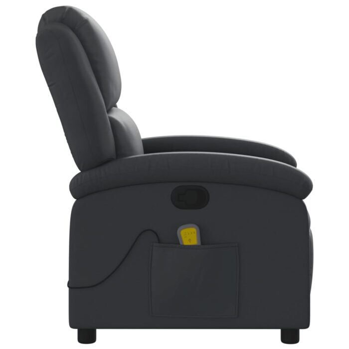 Fauteuil de massage inclinable noir cuir véritable – Image 6