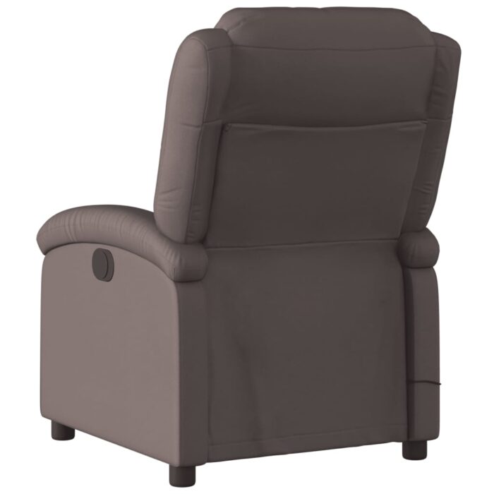 Fauteuil inclinable de massage marron foncé cuir véritable – Image 2