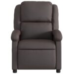 Fauteuil inclinable de massage marron foncé cuir véritable – Image 5