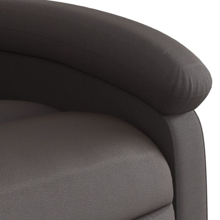 Fauteuil inclinable de massage marron foncé cuir véritable – Image 7