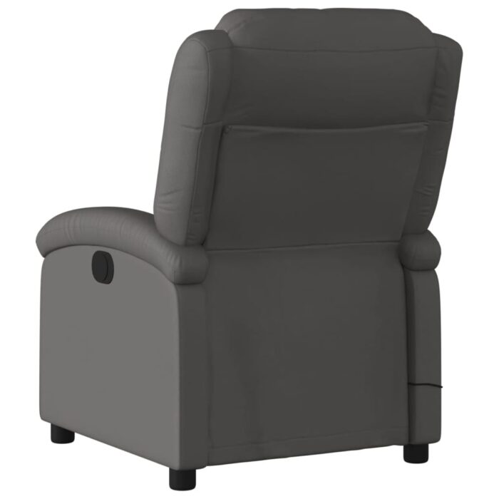 Fauteuil de massage inclinable gris cuir véritable – Image 2