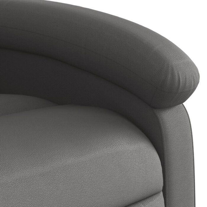 Fauteuil de massage inclinable gris cuir véritable – Image 7