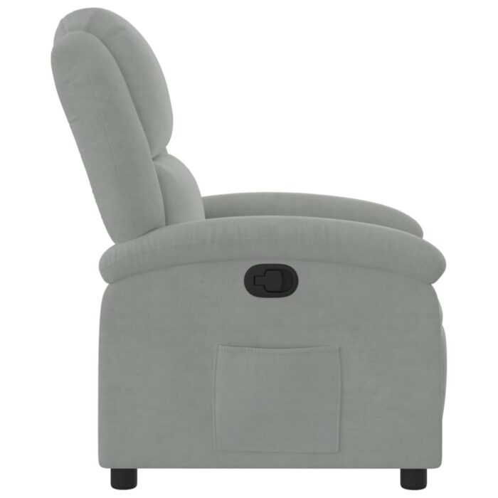 Fauteuil inclinable gris clair velours – Image 2