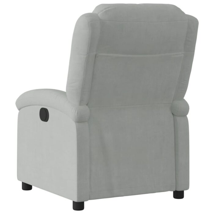 Fauteuil inclinable gris clair velours – Image 3