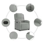 Fauteuil inclinable gris clair velours – Image 5