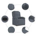 Fauteuil inclinable Gris foncé Velours – Image 5