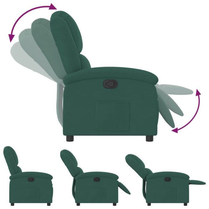 Fauteuil inclinable vert foncé velours – Image 4