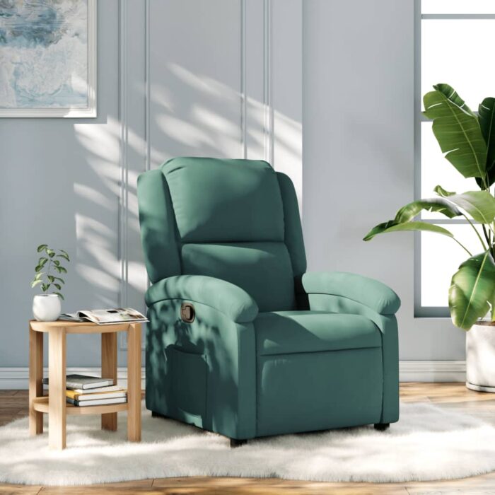 Fauteuil inclinable vert foncé velours – Image 1