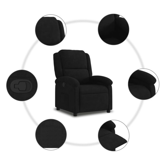 Fauteuil inclinable noir velours – Image 5