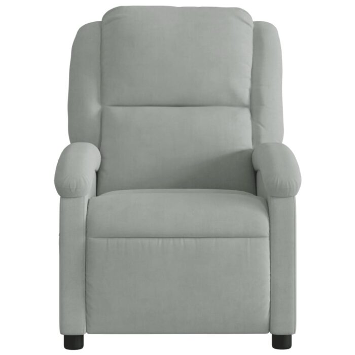 Fauteuil de massage inclinable gris clair velours – Image 2