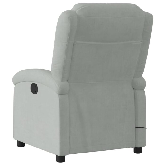 Fauteuil de massage inclinable gris clair velours – Image 4