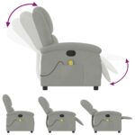 Fauteuil de massage inclinable gris clair velours – Image 5