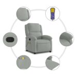 Fauteuil de massage inclinable gris clair velours – Image 6