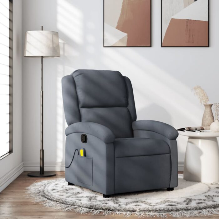 Fauteuil de massage inclinable gris foncé velours – Image 1