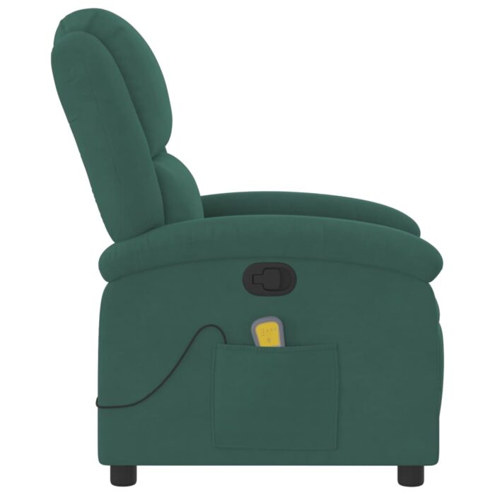 Fauteuil de massage inclinable vert foncé velours – Image 3
