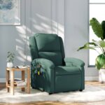 Fauteuil de massage inclinable vert foncé velours
