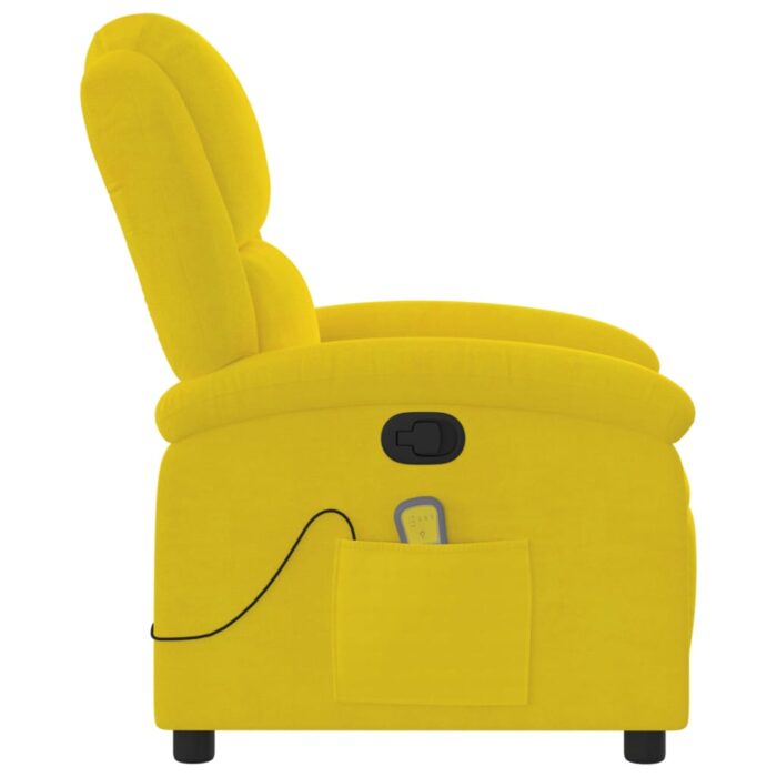 Fauteuil de massage inclinable jaune velours – Image 3