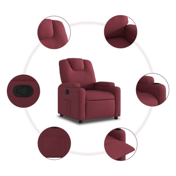 Fauteuil inclinable Rouge bordeaux Tissu – Image 5