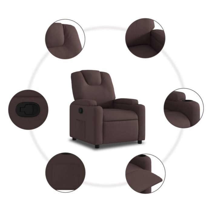 Fauteuil inclinable Marron foncé Tissu – Image 5