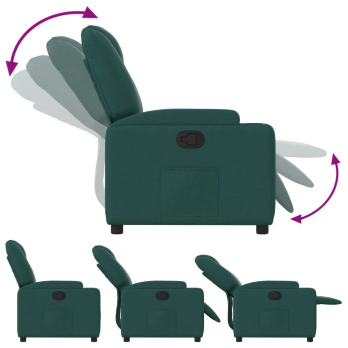 Fauteuil inclinable Vert foncé Tissu – Image 4