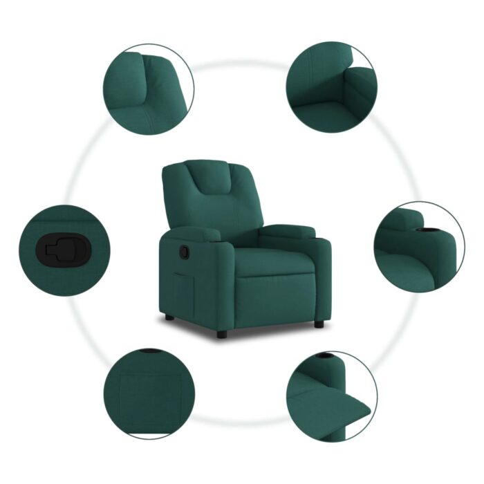 Fauteuil inclinable Vert foncé Tissu – Image 5