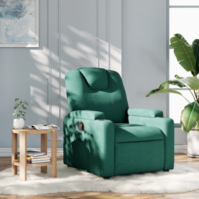 Fauteuil inclinable Vert foncé Tissu – Image 1