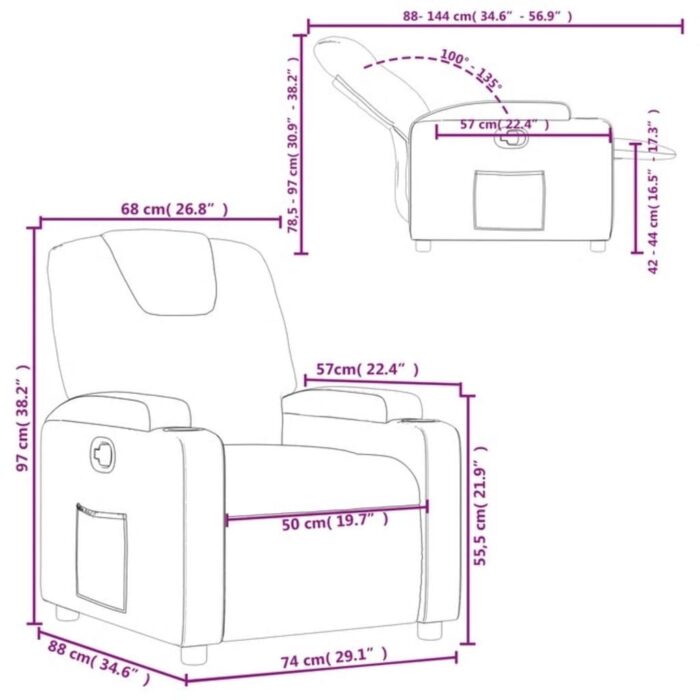 Fauteuil inclinable Taupe Tissu – Image 9