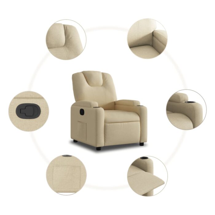 Fauteuil inclinable Crème Tissu – Image 5