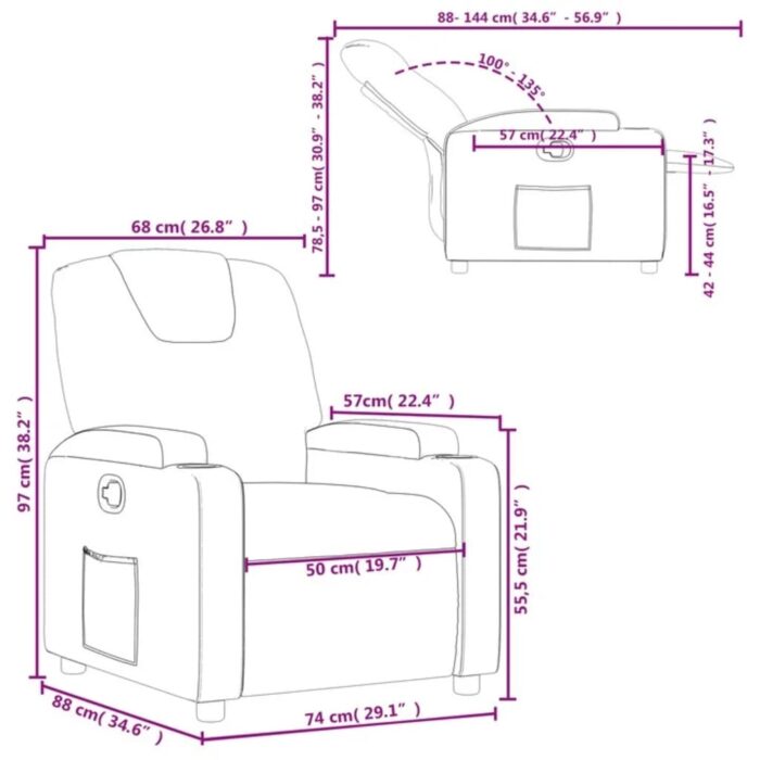 Fauteuil inclinable Crème Tissu – Image 9