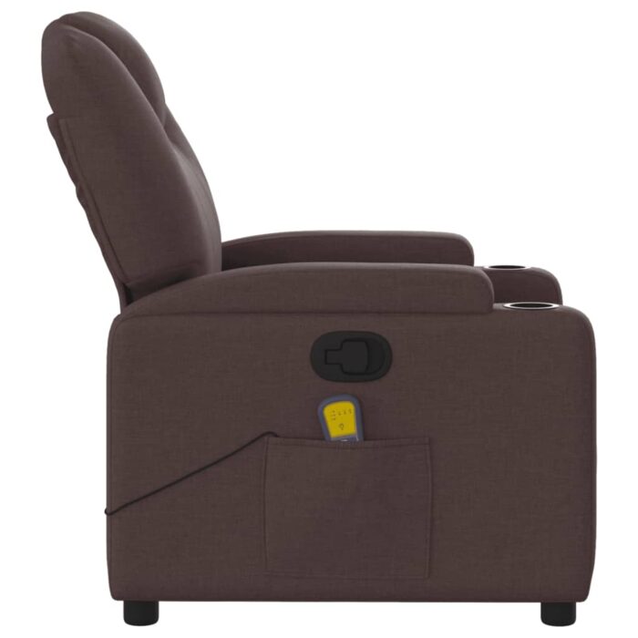 Fauteuil de massage inclinable Marron foncé Tissu – Image 3
