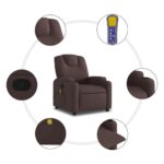 Fauteuil de massage inclinable Marron foncé Tissu – Image 6