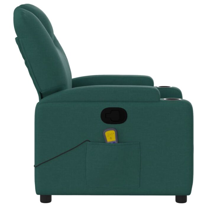 Fauteuil de massage inclinable Vert foncé Tissu – Image 3