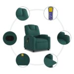 Fauteuil de massage inclinable Vert foncé Tissu – Image 6