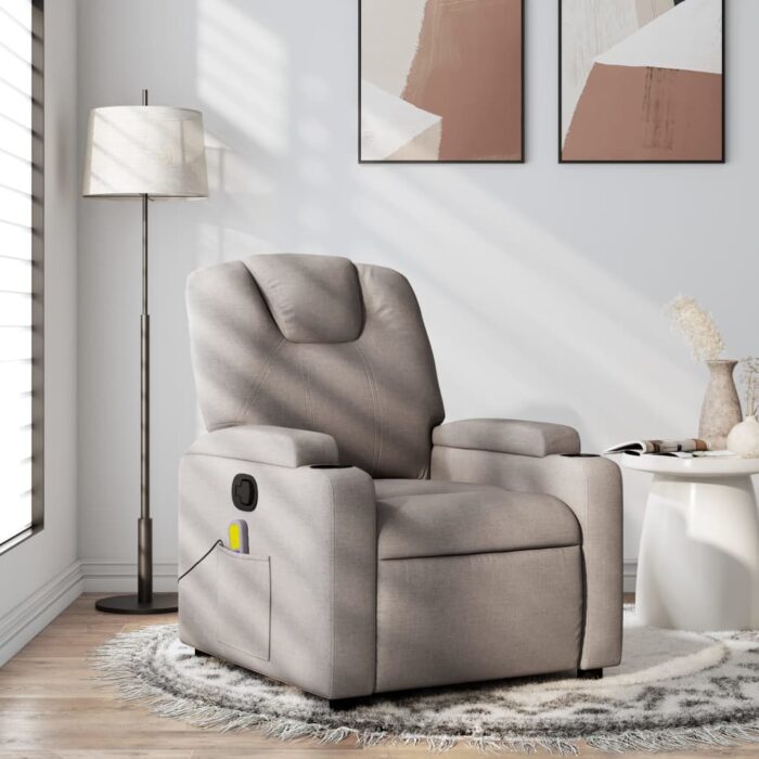 Fauteuil de massage inclinable Taupe Tissu – Image 1