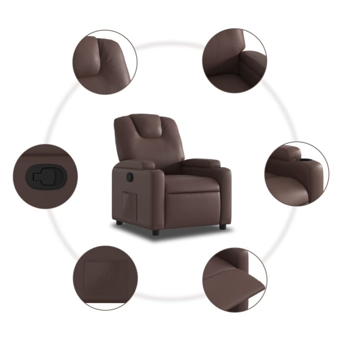 Fauteuil inclinable Marron Similicuir – Image 5