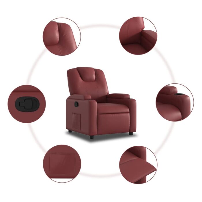 Fauteuil inclinable Rouge bordeaux Similicuir – Image 5