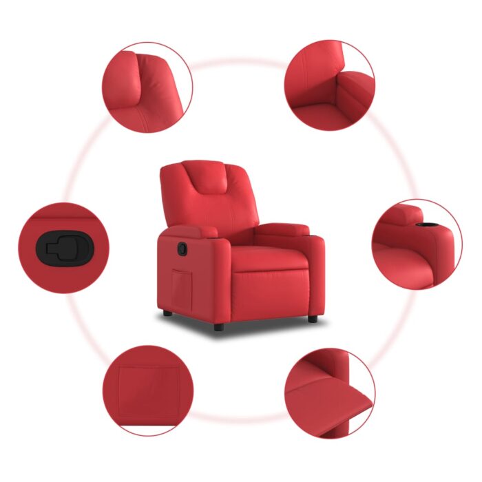 Fauteuil inclinable Rouge Similicuir – Image 5