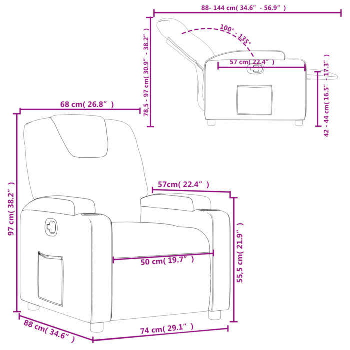 Fauteuil inclinable Cappuccino Similicuir – Image 9