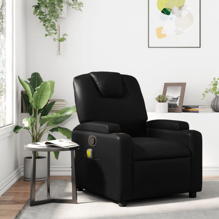 Fauteuil de massage inclinable Noir Similicuir – Image 1